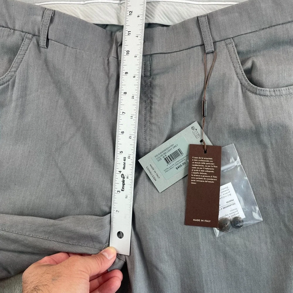 Canali Casual Pants Men 40x34 Light Grey Regular Fit Stretch Made Italy NWT $495